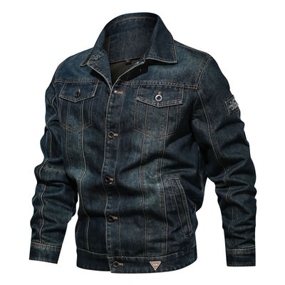 Custom Embroidery Men's Denim Jacket for Streetwear Single-breasted Placket Design