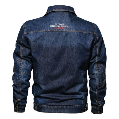 Custom Embroidery Men's Denim Jacket for Streetwear Single-breasted Placket Design