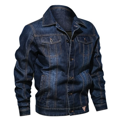 Custom Embroidery Men's Denim Jacket for Streetwear Single-breasted Placket Design