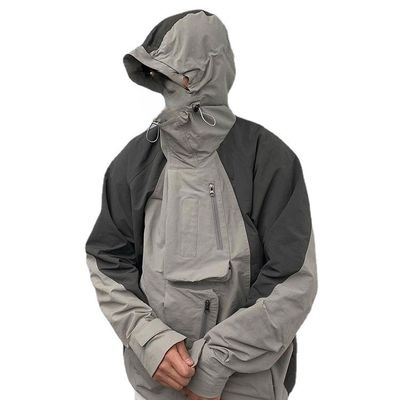 Patchwork Windbreaker Coat for Men's Mountaineering and Skiing Enthusiasts