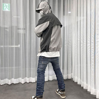 Patchwork Windbreaker Coat for Men's Mountaineering and Skiing Enthusiasts