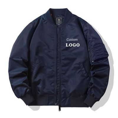 Fashionable Zipper Placket Men's MA1 Flight Bomber Jacket with Custom Embroidery
