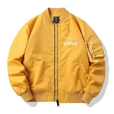 Fashionable Zipper Placket Men's MA1 Flight Bomber Jacket with Custom Embroidery