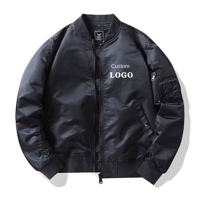 Fashionable Zipper Placket Men's MA1 Flight Bomber Jacket with Custom Embroidery