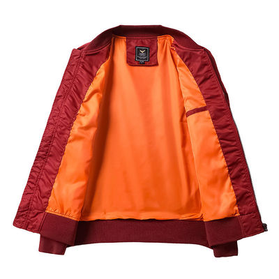 Fashionable Zipper Placket Men's MA1 Flight Bomber Jacket with Custom Embroidery