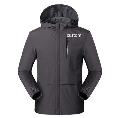 Men's Hooded Windbreaker Jacket Winter Black Custom Pockets Workwear Outdoor Jacket