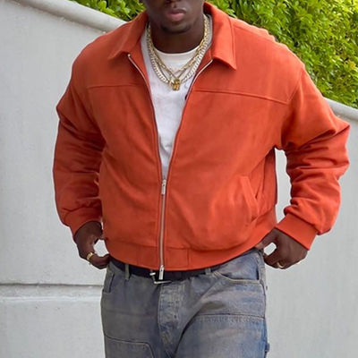 Cropped Boxy Jacket for Men Custom Lapels Fit Oversized Zip Up Utility Work Jacket