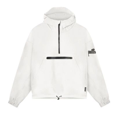 Autumn Season Men's Quarter Zip Windbreaker with Cinching Hood and Waterproof Fabric