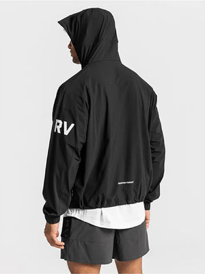 Autumn Season Men's Quarter Zip Windbreaker with Cinching Hood and Waterproof Fabric