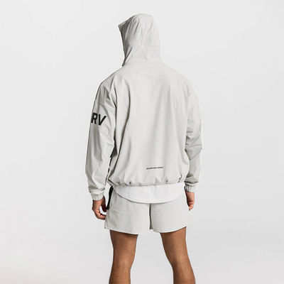 Autumn Season Men's Quarter Zip Windbreaker with Cinching Hood and Waterproof Fabric