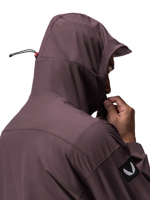 Men's Quarter Zip Softshell Hood Waterproof Windbreaker Nylon Spandex Running Jacket