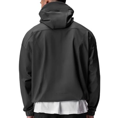 Men's Quarter Zip Softshell Hood Waterproof Windbreaker Nylon Spandex Running Jacket